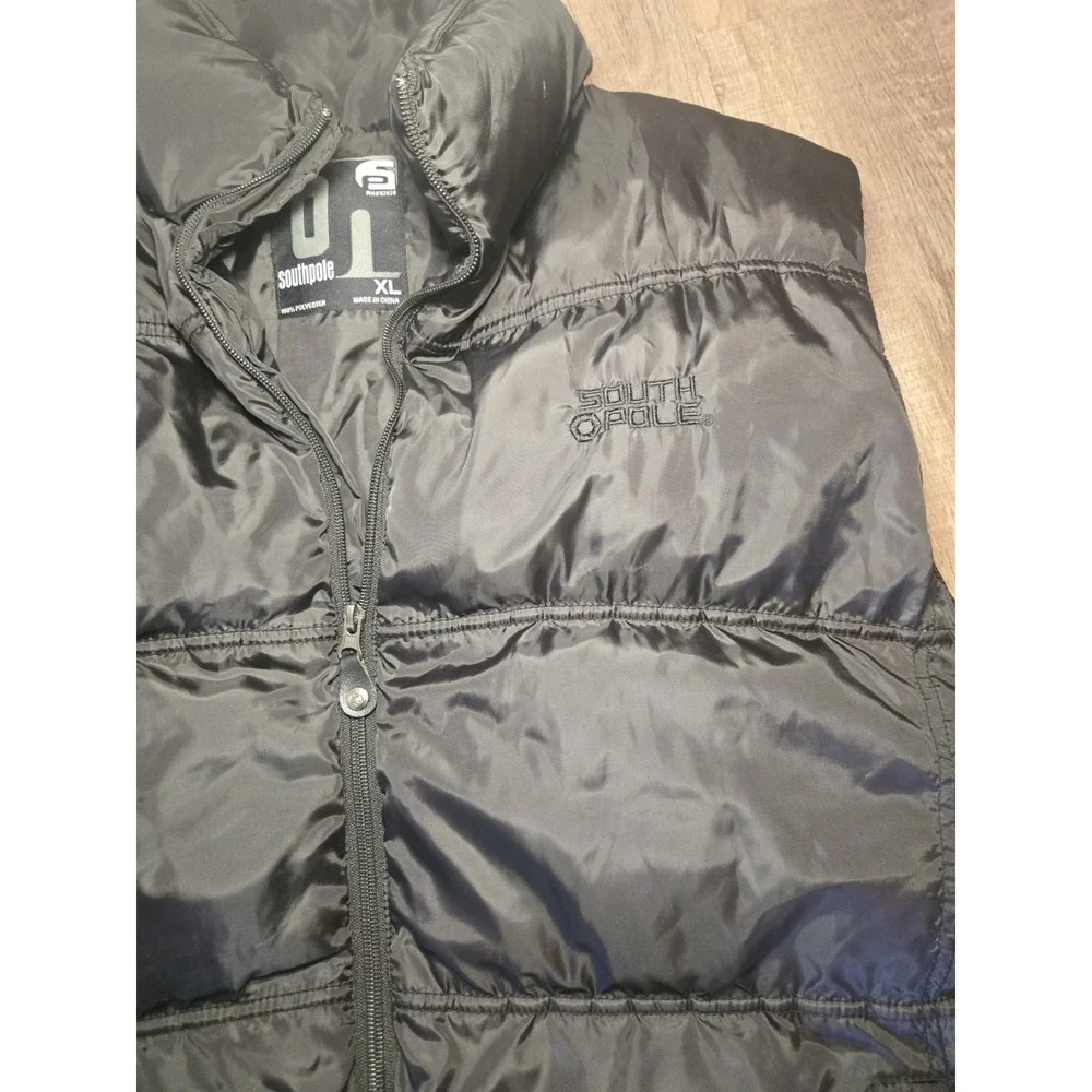 Vintage South Pole Vest Black Puffer Jacket  Men's  Sz XL‎ 90s Y2K Hip Hop